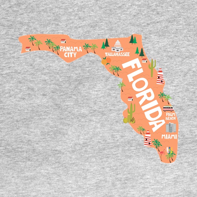 Florida illustrated map by JunkyDotCom